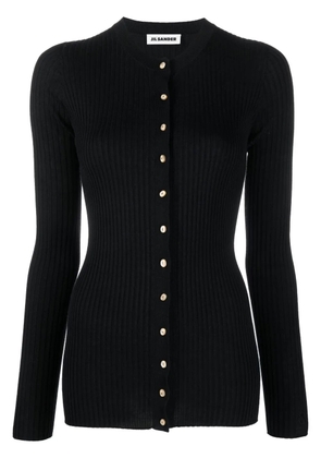 Jil Sander round neck ribbed cardigan - Black