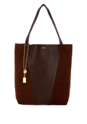 Chloé Spin leather suede tote bag - Brown