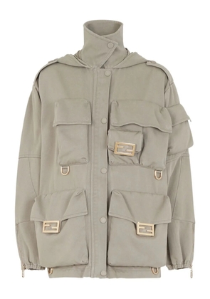 FENDI multi-pocket logo-plaque jacket - Neutrals