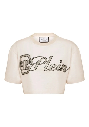 Philipp Plein Crystal Signature cropped T-Shirt - White