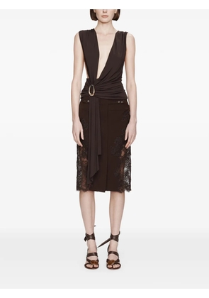 Christopher Esber stone-pin scarf draped blouse - Brown