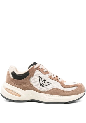 Emporio Armani logo-plaque suede sneakers - Neutrals