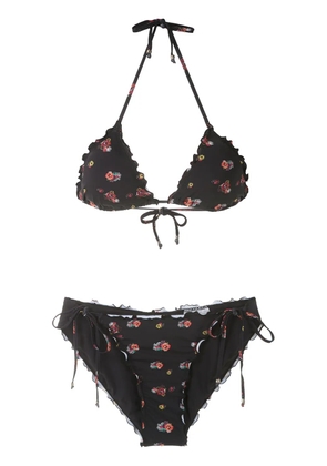 Amir Slama Floral triangle bikini set - Black