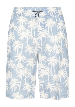 Philipp Plein Kid Fit Chambray-print shorts - Blue