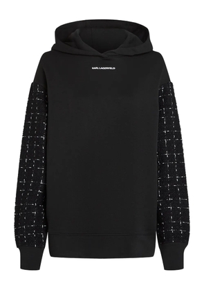 Karl Lagerfeld tweed-sleeve hoodie - Black
