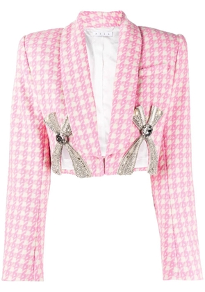 AREA Deco bow slit cropped blazer - White