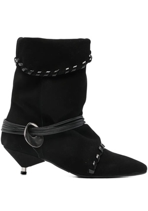 Gisel Moire Ariel woven strap boots - Black