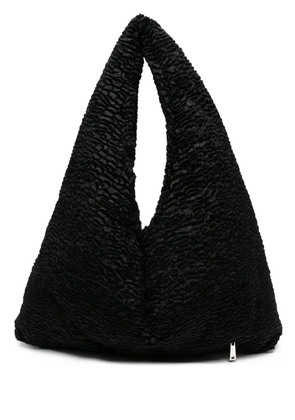 la milanesa textured triangular shoulder bag - Black