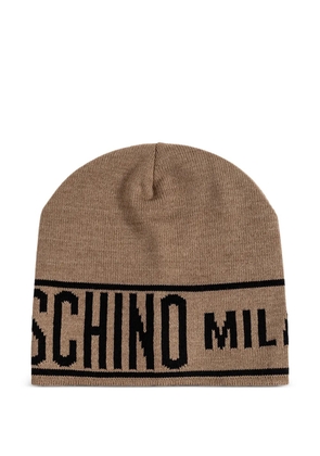 Moschino logo-band beanie - Brown