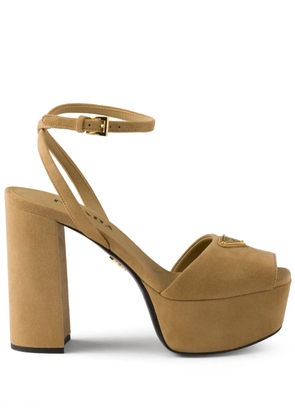 Prada 115mm suede platform sandals - Brown
