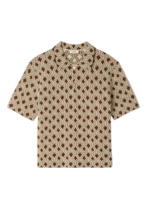 SANDRO geometric-pattern polo shirt - Brown