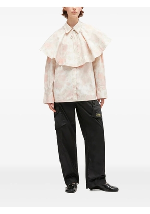 GANNI ruffled cotton shirt - Neutrals