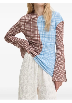 Stine Goya gingham-pattern panelled blouse - Brown
