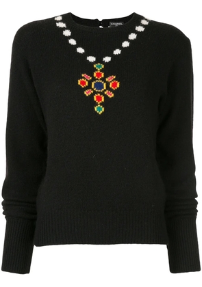 CHANEL Pre-Owned 1995 intarsia knit jumper - Black