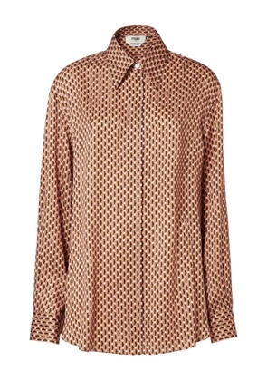 FENDI dots-jacquard silk shirt - Brown
