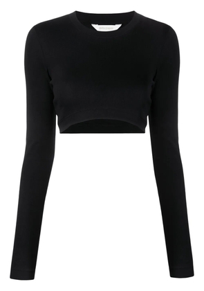Palm Angels fine-ribbed cropped long-sleeve top - Black