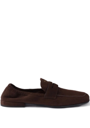 Prada logo-print suede loafers - Brown
