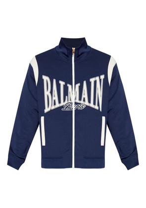Balmain logo-print zip-up jacket - Blue