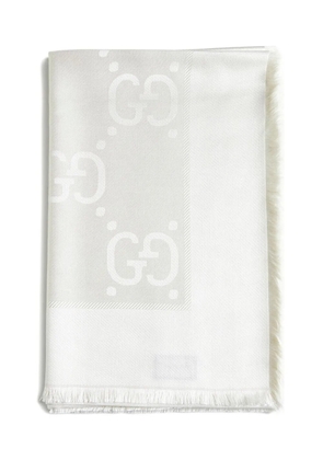 Gucci patterned-jacquard silk scarf - White