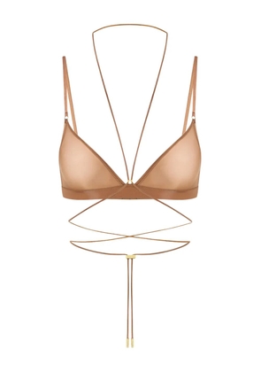Maison Close triangle cross-back bra - Brown