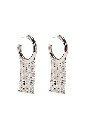Rabanne mesh-trimmed hoop earrings - Silver