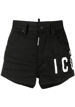 DSQUARED2 logo-print denim shorts - Black