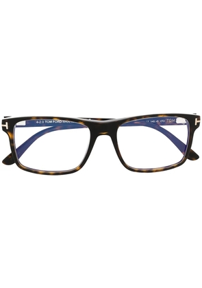 TOM FORD Eyewear Magnetic blue-block rectangular glasses - Brown
