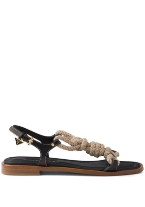 Prada knotted rope-detail sandals - Black