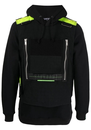 Sankuanz layered reflective-detail hoodie - Black