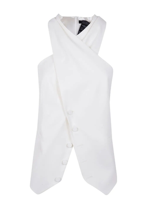 Max Mara cross-neck button top - White