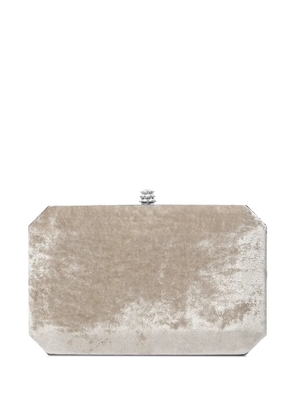 Tyler Ellis medium Perry platinum crushed velvet clutch bag - Grey