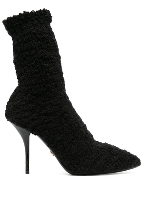 Dolce & Gabbana shearling stiletto heel boots - Black