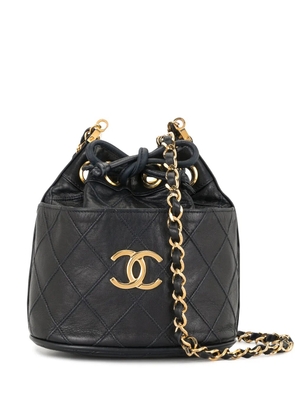 CHANEL Pre-Owned 1985-1993 Cosmos diamond quilt drawstring bucket bag - Blue