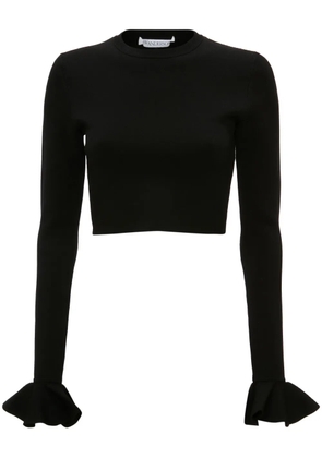 JW Anderson ruffled-cuffs cropped knitted top - Black