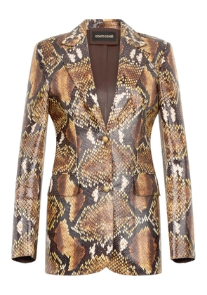 Roberto Cavalli snakeskin-effect leather jacket - Brown