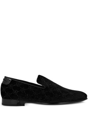 Philipp Plein monogram velvet loafers - Black