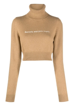 Palm Angels Sunsets embroidered cropped jumper - Brown