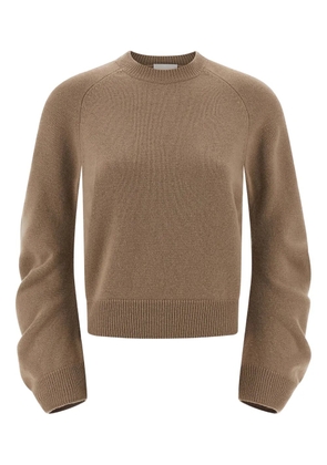 Nude cuffed-sleeve crewneck sweater - Brown