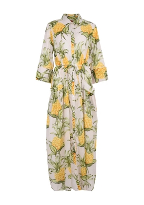 FARM Rio pineapple-print belted dress - White