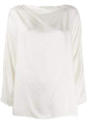 Daniela Gregis boat-neck satin blouse - White