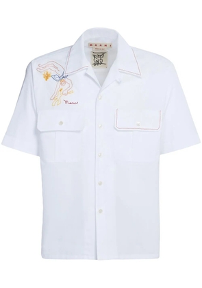 Marni embroidered-logo short-sleeve shirt - White