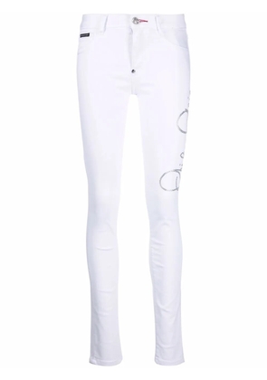Philipp Plein Signature embellished skinny jeans - White