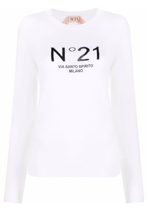 Nº21 virgin wool logo jumper - Neutrals