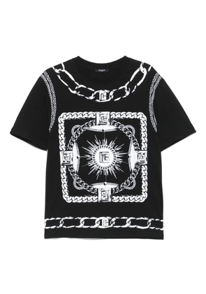 Balmain foulard-print T-shirt - Black