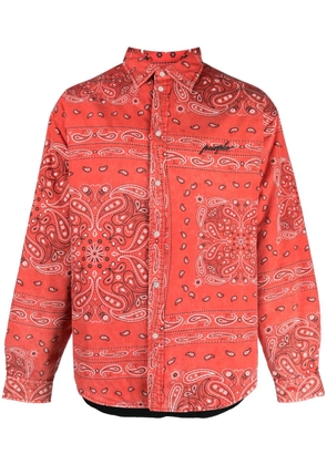 Purple Brand logo-embroidered bandana-print shirt