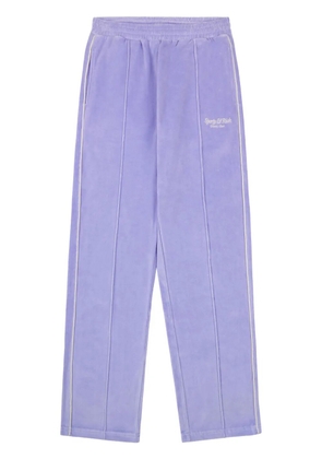 Sporty & Rich Script logo-embroidered velour track pants - Purple