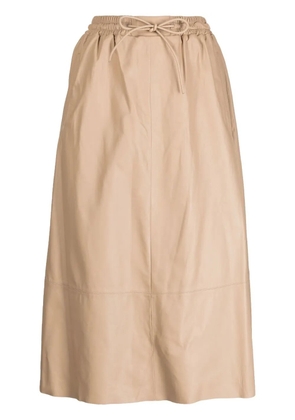 Yves Salomon leather flared skirt - Neutrals