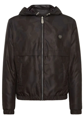 Philipp Plein camouflage-print hooded jacket - Black