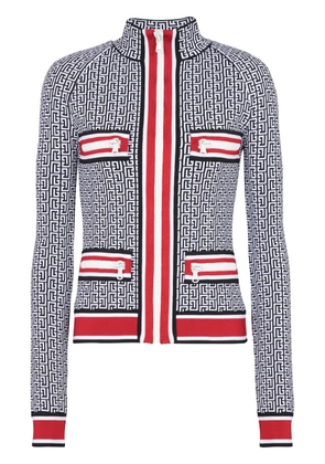 Balmain monogram-jacquard zip-up cardigan - Black