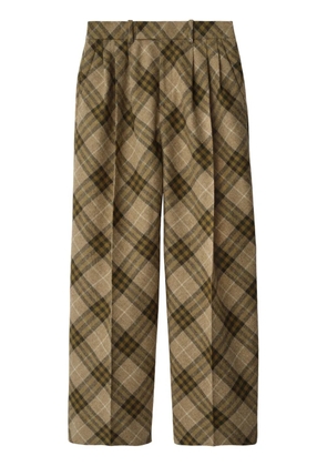 Burberry pleated checkered tailored trousers - Brown